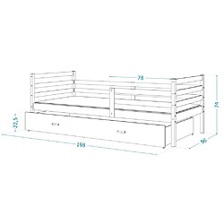 Avis Kids Literie Lit Enfant Malo 90x190 ( Sans Matelas ) Blanc - blanc Livré avec le sommiers et tiroir.