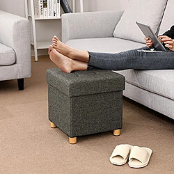 SONGMICS Pouf Coffre de Rangement Gain de Place Boîte Tabouret Pliable Repose-Pieds Grise foncée LSF14GYZ