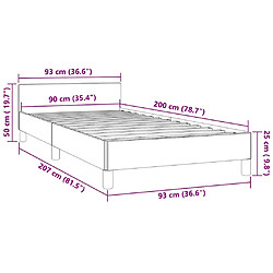 vidaXL Cadre de lit sans matelas gris clair 90x200 cm velours pas cher