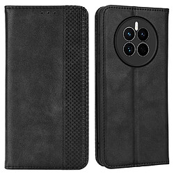 Etui en PU texture vintage, magnétique auto-absorbée avec support pour votre Huawei Mate 50 4G - noir