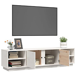 Maison Chic Meuble TV scandinave - Banc TV pour salon Blanc 156x40x40 cm Bois de pin massif -MN21461 pas cher