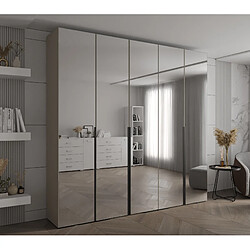 Abiks Meble Inova 1 Armoire avec miroir et portes battantes 236,7/250/47 5 Portes (gris/nero)