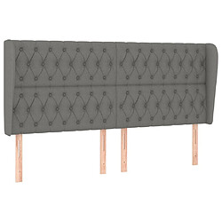 Maison Chic Tête de lit scandinave avec oreilles,meuble de chambre Gris foncé 203x23x118/128 cm Tissu -MN31502