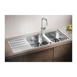 BLANCO Lemis 8S-IF - evier - Inox brosse - 2 cuves - egouttoir reversible - vidage auto - a encastrer a fleur de plan