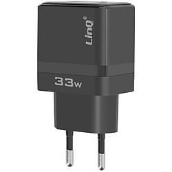 LinQ Chargeur Secteur USB-C 33W + USB 18W Charge Rapide Design Compact Noir