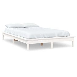 vidaXL Cadre de lit sans matelas blanc bois massif