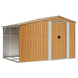 Helloshop26 Abri de jardin cabane cabanon maison de stockage remise extérieur hangar outils robuste clair 277 x 192,5 x 179 cm acier galvanisé marron 02_0022312