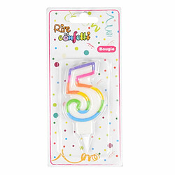 Paris Prix Bougie d'Anniversaire Chiffre 5 7cm Multicolore