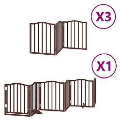 vidaXL Barrière pour chien porte pliable 15 panneaux bois de peuplier