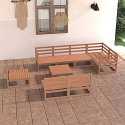 vidaXL Salon de jardin 9 pcs marron miel bois de pin massif