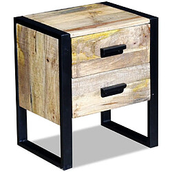 Helloshop26 Table de nuit chevet commode armoire meuble chambre auxiliaire à 2 tiroirs 43 x 33 x 51 cm bois de manguier massif 1402011 pas cher