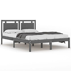 vidaXL Cadre de lit sans matelas gris 200x200 cm bois massif