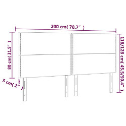 vidaXL Tête de lit à LED Bleu foncé 200x5x118/128 cm Velours pas cher