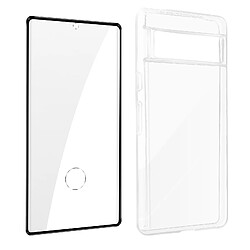 Avizar Coque pour Google Pixel 7 Pro Silicone Gel et Film Verre Trempé 9H Contour noir