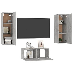 Avis Maison Chic Ensemble de meubles TV 3 pcs | Banc TV Moderne pour salon | Meuble de Rangement - Gris béton Aggloméré -MN44423