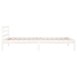 Maison Chic Lit adulte - Lit simple Cadre de lit,Structure du lit Contemporain Bois massif de pin 100x200 cm Blanc -MN80382 pas cher