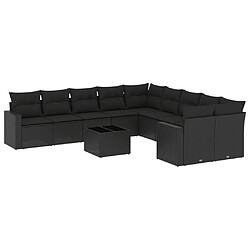 Maison Chic Salon de jardin 11 pcs avec coussins | Ensemble de Table et chaises | Mobilier d'Extérieur noir résine tressée -GKD61812