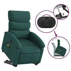 Maison Chic Fauteuil Relax pour salon, Fauteuil inclinable de massage Vert foncé Tissu -GKD33238 pas cher