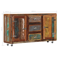 vidaXL Buffet 150x43x86 cm Bois de récupération massif pas cher