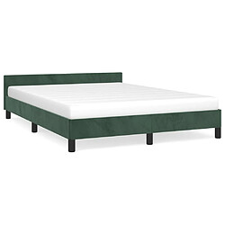 Maison Chic Lit adulte 140x190cm- Cadre de lit avec tête de lit Contemporain pour chambre Vert foncé Velours -MN50685