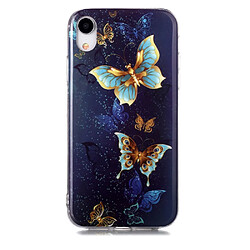 Coque en TPU noctilucent flexible papillon d'or pour votre Apple iPhone XR 6.1 pouces