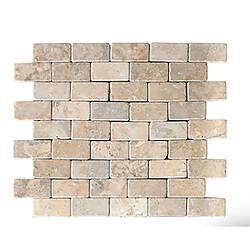 Pegane Carrelage de mosaïque/Plaque mosaïque mur et sol en marbre naturel coloris beige mat - 30 x 30 cm