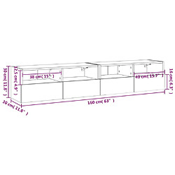 vidaXL Meubles TV muraux 2pcs sonoma gris 80x30x30cm bois d'ingénierie pas cher