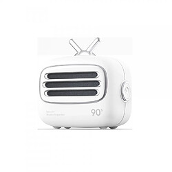 General Mini haut-parleur vintage TV, haut-parleur rétro Bluetooth portable, 3D Surround Mini rétro rechargeable audio portable basse lourde voyage USB HiFi stéréo mignon haut-parleur (blanc)