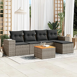 Maison Chic Salon de jardin 6 pcs avec coussins | Ensemble de Table et chaises | Mobilier d'Extérieur gris résine tressée -GKD96503