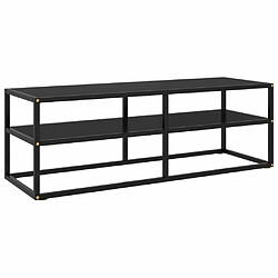 Maison Chic Meuble TV scandinave - Banc TV pour salon noir avec verre noir 120x40x40 cm -MN21725