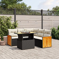 vidaXL Salon de jardin 6 pcs avec coussins noir résine tressée