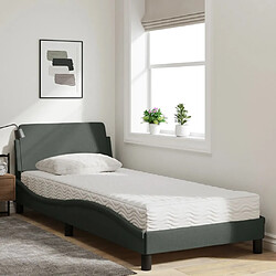 Avis Vidaxl Lit avec matelas gris foncé 80x200 cm tissu