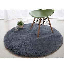 Tapis absorbant de tapis de salle de bains Shaggy anti-dérapant rond Dia. 60cm gris