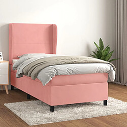 Maison Chic Lit Adulte - Lit simple Lit à sommier tapissier avec matelas moelleux - Meuble de Chambre - Rose 90x190 cm Velours -MN12008