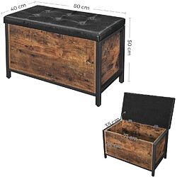 Avis Helloshop26 Banc de rangement siège rembourré bout de lit pour couloir chambre salon en métal montage facile style industriel 80 x 40 x 50 cm pu noir marron rustique 12_0000238