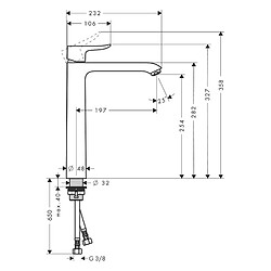 Hansgrohe - Mitigeur lavabo Metris 260 surélevé pour vasque libre sans tirette ni vidage finition chromé