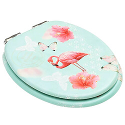 Avis Helloshop26 Siège abattant WC avec couvercle à fermeture en douceur MDF Flamant rose 02_0002933