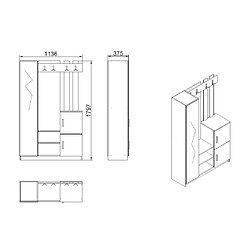 Acheter Vente-Unique Vestiaire avec 3 portes et 1 miroir - Blanc et naturel - MIROTA