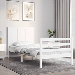 Maison Chic Cadre/structure de lit avec tête de lit pour adulte - Lit Moderne Chambre blanc petit simple bois massif -MN16221