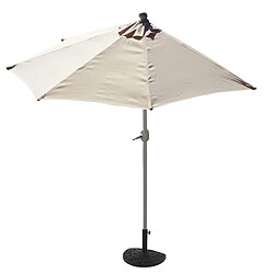 Mendler Demi-parasol aluminium Parla pour balcon ou terrasse, IP 50+, 270cm ~ crème avec pied