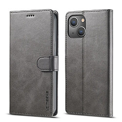 Etui en PU + TPU avec support et porte-cartes gris pour votre Apple iPhone 13 6.1 pouces