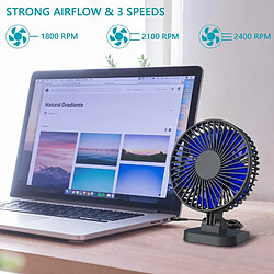 Universal Ventilateur de bureau USB, petit mais puissant, ventilateur portable pour bureau, réglage à 40 ° pour un meilleur refroidissement, 3 vitesses, cordon d &'alimentation | gadget USB