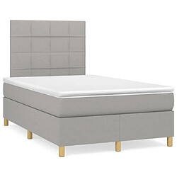 Maison Chic Lit adulte- Lit + matelas,Sommier à lattes de lit et matelas gris clair 120x190 cm tissu -GKD13639