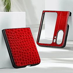 Avis Avizar Coque Cuir pour Oppo Find N2 Flip Effet Croco Bords Surélevés Rouge