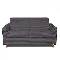 Inside 75 Canapé VIRGOLA convertible express matelas 16 cm sommier métal 140 cm velours ambience anthracite