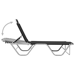 Helloshop26 Transat chaise longue bain de soleil lit de jardin terrasse meuble d'extérieur aluminium et textilène noir 02_0012254 pas cher