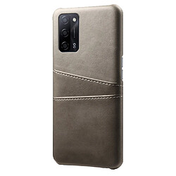 Coque en TPU + PU Enduit antichoc rigide avec porte-carte gris pour votre Oppo A55 5G/A53s 5G