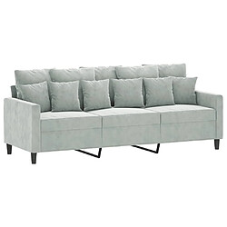 Maison Chic Canapé à 3 places,Canapé droit,Sofa de Salon,Banquette Gris clair 180 cm Velours -GKD387212