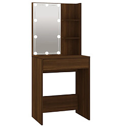 Helloshop26 Coiffeuse à led avec armoire 60 x 40 x 140 cm chêne marron bois d'ingénierie 02_0006265