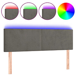 vidaXL Tête de lit à LED Gris foncé 144x5x78/88 cm Velours